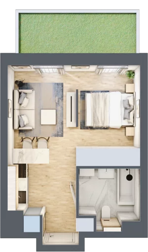 1 pokój, mieszkanie 29,68 m², parter, oferta nr B/88, Apartamenty Park Matecznego, Kraków, Podgórze, Mateczny, ul. Rydlówka 5