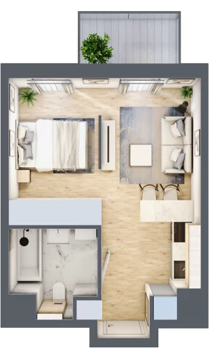 1 pokój, mieszkanie 30,26 m², piętro 1, oferta nr B/91, Apartamenty Park Matecznego, Kraków, Podgórze, Mateczny, ul. Rydlówka 5