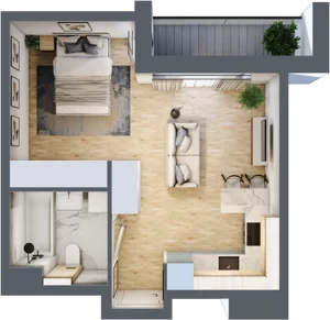 1 pokój, mieszkanie 32,41 m², piętro 2, oferta nr C/32, Apartamenty Park Matecznego, Kraków, Podgórze, Mateczny, ul. Rydlówka 5