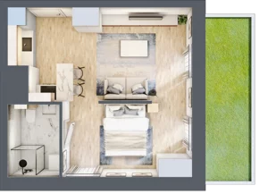 1 pokój, mieszkanie 34,36 m², parter, oferta nr D/1, Apartamenty Park Matecznego, Kraków, Podgórze, Mateczny, ul. Rydlówka 5