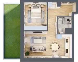 2 pokoje, mieszkanie 43,38 m², parter, oferta nr D/2, Apartamenty Park Matecznego, Kraków, Podgórze, Mateczny, ul. Rydlówka 5