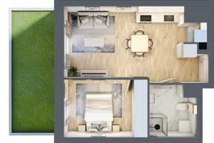 2 pokoje, mieszkanie 37,59 m², parter, oferta nr D/3, Apartamenty Park Matecznego, Kraków, Podgórze, Mateczny, ul. Rydlówka 5
