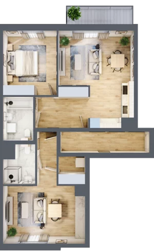 3 pokoje, mieszkanie 80,89 m², piętro 1, oferta nr D/29, Apartamenty Park Matecznego, Kraków, Podgórze, Mateczny, ul. Rydlówka 5