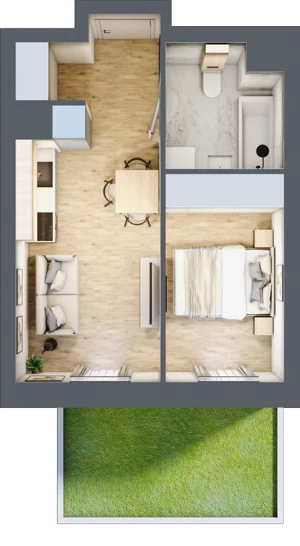 2 pokoje, mieszkanie 29,65 m², parter, oferta nr D/45, Apartamenty Park Matecznego, Kraków, Podgórze, Mateczny, ul. Rydlówka 5