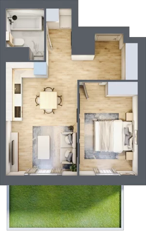2 pokoje, mieszkanie 42,04 m², parter, oferta nr D/46, Apartamenty Park Matecznego, Kraków, Podgórze, Mateczny, ul. Rydlówka 5