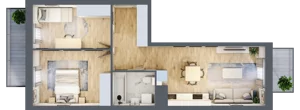 3 pokoje, mieszkanie 55,01 m², piętro 1, oferta nr D/50, Apartamenty Park Matecznego, Kraków, Podgórze, Mateczny, ul. Rydlówka 5