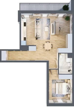 2 pokoje, mieszkanie 57,99 m², piętro 1, oferta nr D/76, Apartamenty Park Matecznego, Kraków, Podgórze, Mateczny, ul. Rydlówka 5