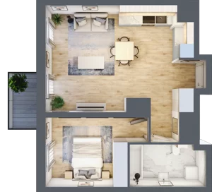 2 pokoje, mieszkanie 46,26 m², piętro 1, oferta nr D/95, Apartamenty Park Matecznego, Kraków, Podgórze, Mateczny, ul. Rydlówka 5
