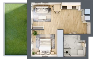 1 pokój, mieszkanie 37,71 m², parter, oferta nr E/3, Apartamenty Park Matecznego, Kraków, Podgórze, Mateczny, ul. Rydlówka 5