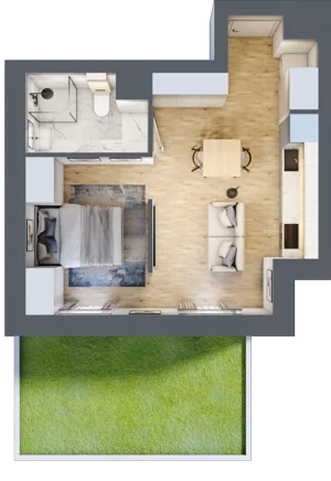 1 pokój, mieszkanie 31,92 m², parter, oferta nr E/23, Apartamenty Park Matecznego, Kraków, Podgórze, Mateczny, ul. Rydlówka 5