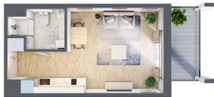 1 pokój, mieszkanie 27,85 m², piętro 5, oferta nr D/54, Apartamenty Rudnickiego, Warszawa, Bielany, Piaski, ul. Rudnickiego 7