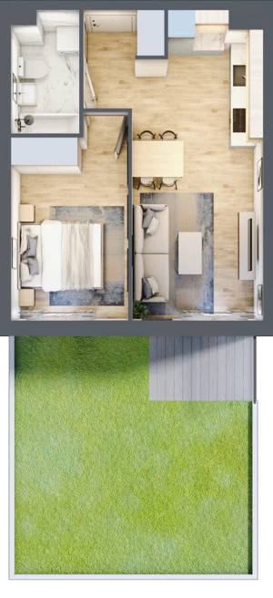 2 pokoje, mieszkanie 37,23 m², parter, oferta nr A/2, Hubska 100 etap 2, Wrocław, Huby, Krzyki, ul. Hubska 100