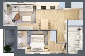 2 pokoje, mieszkanie 40,36 m², piętro 7, oferta nr A/129, Hubska 100 etap 2, Wrocław, Huby, Krzyki, ul. Hubska 100