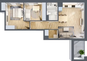 3 pokoje, mieszkanie 59,81 m², piętro 2, oferta nr E/22, Mokotów Sportowy 1 B, Warszawa, Mokotów, Augustówka, ul. Antoniewska