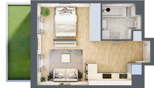 1 pokój, mieszkanie 29,99 m², parter, oferta nr F/59, Apartamenty Park Matecznego bud. F i G, Kraków, Podgórze, Mateczny, ul. Rydlówka / Nowoorawska