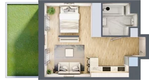 1 pokój, mieszkanie 29,84 m², parter, oferta nr F/3, Apartamenty Park Matecznego bud. F i G, Kraków, Podgórze, Mateczny, ul. Rydlówka / Nowoorawska