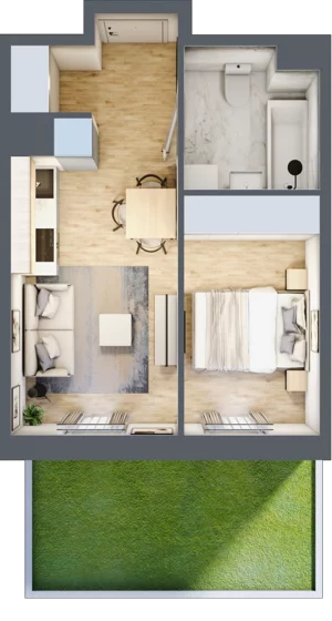 2 pokoje, mieszkanie 29,63 m², parter, oferta nr F/31, Apartamenty Park Matecznego bud. F i G, Kraków, Podgórze, Mateczny, ul. Rydlówka / Nowoorawska