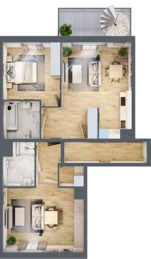 3 pokoje, mieszkanie 81,14 m², piętro 4, oferta nr F/28, Apartamenty Park Matecznego bud. F i G, Kraków, Podgórze, Mateczny, ul. Rydlówka / Nowoorawska