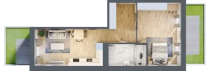 2 pokoje, mieszkanie 53,59 m², parter, oferta nr F/1, Apartamenty Park Matecznego bud. F i G, Kraków, Podgórze, Mateczny, ul. Rydlówka / Nowoorawska