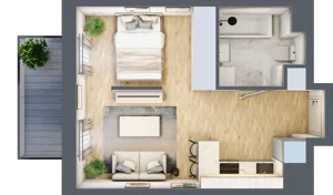1 pokój, mieszkanie 30,70 m², piętro 1, oferta nr F/63, Apartamenty Park Matecznego bud. F i G, Kraków, Podgórze, Mateczny, ul. Rydlówka / Nowoorawska