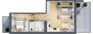 2 pokoje, mieszkanie 48,06 m², piętro 2, oferta nr F/65, Apartamenty Park Matecznego bud. F i G, Kraków, Podgórze, Mateczny, ul. Rydlówka / Nowoorawska