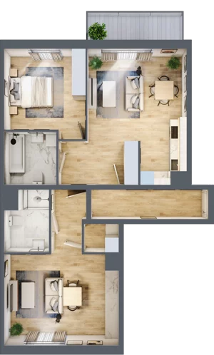 3 pokoje, mieszkanie 81,14 m², piętro 2, oferta nr F/22, Apartamenty Park Matecznego bud. F i G, Kraków, Podgórze, Mateczny, ul. Rydlówka / Nowoorawska