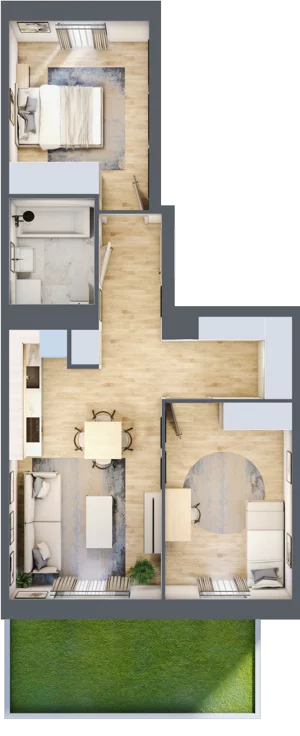 3 pokoje, mieszkanie 56,57 m², parter, oferta nr F/32, Apartamenty Park Matecznego bud. F i G, Kraków, Podgórze, Mateczny, ul. Rydlówka / Nowoorawska