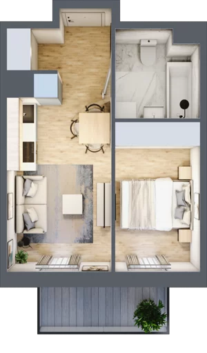 2 pokoje, mieszkanie 30,38 m², piętro 1, oferta nr F/34, Apartamenty Park Matecznego bud. F i G, Kraków, Podgórze, Mateczny, ul. Rydlówka / Nowoorawska