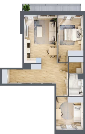 3 pokoje, mieszkanie 67,87 m², piętro 1, oferta nr F/52, Apartamenty Park Matecznego bud. F i G, Kraków, Podgórze, Mateczny, ul. Rydlówka / Nowoorawska