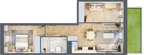 3 pokoje, mieszkanie 48,55 m², parter, oferta nr F/15, Apartamenty Park Matecznego bud. F i G, Kraków, Podgórze, Mateczny, ul. Rydlówka / Nowoorawska