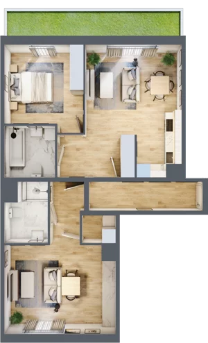 3 pokoje, mieszkanie 79,77 m², parter, oferta nr G/16, Apartamenty Park Matecznego bud. F i G, Kraków, Podgórze, Mateczny, ul. Rydlówka / Nowoorawska
