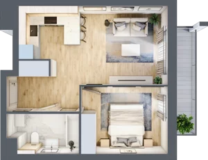 2 pokoje, mieszkanie 40,28 m², piętro 4, oferta nr A/41, Osiedle przy Wielickiej, Kraków, Bieżanów-Prokocim, ul. Marii Orwid / Wielicka