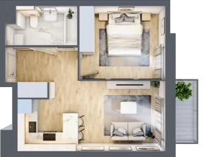 2 pokoje, mieszkanie 39,82 m², piętro 1, oferta nr A/4, Osiedle przy Wielickiej, Kraków, Bieżanów-Prokocim, ul. Marii Orwid / Wielicka