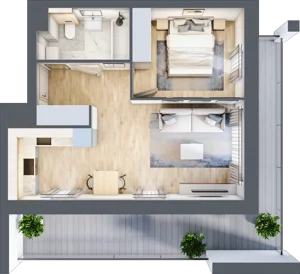 2 pokoje, mieszkanie 42,69 m², piętro 1, oferta nr A/6, Osiedle przy Wielickiej, Kraków, Bieżanów-Prokocim, ul. Marii Orwid / Wielicka