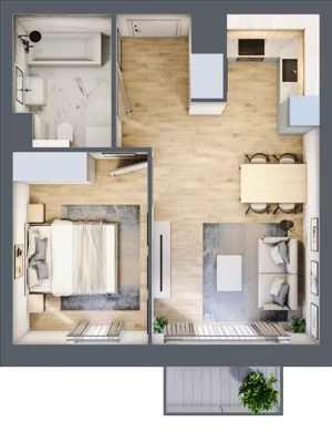 2 pokoje, mieszkanie 40,26 m², piętro 2, oferta nr A/76, Osiedle przy Wielickiej, Kraków, Bieżanów-Prokocim, ul. Marii Orwid / Wielicka