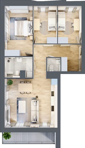 4 pokoje, mieszkanie 74,76 m², piętro 3, oferta nr A/82, Osiedle przy Wielickiej, Kraków, Bieżanów-Prokocim, ul. Marii Orwid / Wielicka