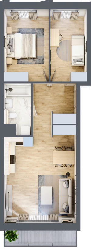 3 pokoje, mieszkanie 61,62 m², piętro 1, oferta nr A/99, Osiedle przy Wielickiej, Kraków, Bieżanów-Prokocim, ul. Marii Orwid / Wielicka