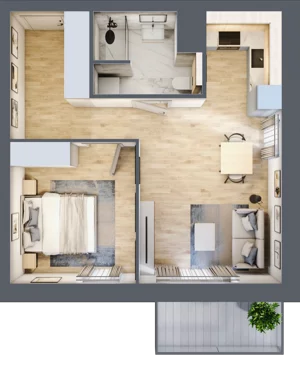 2 pokoje, mieszkanie 43,35 m², piętro 2, oferta nr A/14, Osiedle przy Wielickiej, Kraków, Bieżanów-Prokocim, ul. Marii Orwid / Wielicka