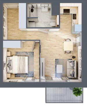 2 pokoje, mieszkanie 44,08 m², piętro 3, oferta nr A/26, Osiedle przy Wielickiej, Kraków, Bieżanów-Prokocim, ul. Marii Orwid / Wielicka