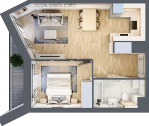 2 pokoje, mieszkanie 42,98 m², piętro 2, oferta nr A/21, Osiedle przy Wielickiej, Kraków, Bieżanów-Prokocim, ul. Marii Orwid / Wielicka
