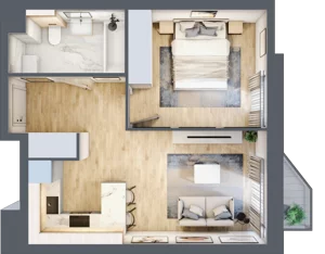 2 pokoje, mieszkanie 39,89 m², piętro 2, oferta nr A/16, Osiedle przy Wielickiej, Kraków, Bieżanów-Prokocim, ul. Marii Orwid / Wielicka