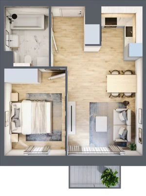 2 pokoje, mieszkanie 40,06 m², piętro 2, oferta nr A/77, Osiedle przy Wielickiej, Kraków, Bieżanów-Prokocim, ul. Marii Orwid / Wielicka