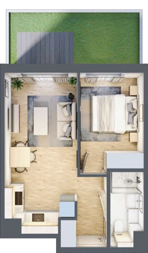 2 pokoje, mieszkanie 32,68 m², piętro 3, oferta nr A/53, Osiedle Wilno 8, Warszawa, Targówek, Elsnerów, ul. Bukowiecka
