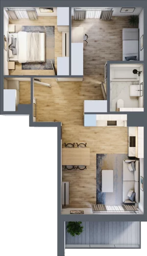 2 pokoje, mieszkanie 56,74 m², piętro 1, oferta nr A/4, Osiedle Wilno 8, Warszawa, Targówek, Elsnerów, ul. Bukowiecka