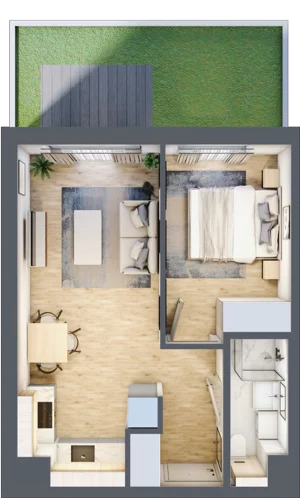 2 pokoje, mieszkanie 32,68 m², piętro 3, oferta nr A/53, Osiedle Wilno 8, Warszawa, Targówek, Elsnerów, ul. Bukowiecka