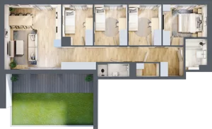 5 pokoi, mieszkanie 82,23 m², parter, oferta nr A/40, Osiedle Wilno 8, Warszawa, Targówek, Elsnerów, ul. Bukowiecka