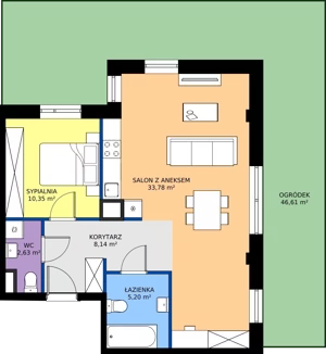 2 pokoje, apartament 60,10 m², parter, oferta nr H/18, Apartamenty Park Matecznego etap 2.2, Kraków, Podgórze, Mateczny, ul. Orawska