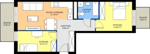 3 pokoje, apartament 54,69 m², piętro 1, oferta nr H/34, Apartamenty Park Matecznego etap 2.2, Kraków, Podgórze, Mateczny, ul. Orawska