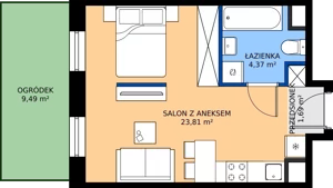 1 pokój, apartament 29,87 m², parter, oferta nr H/56, Apartamenty Park Matecznego etap 2.2, Kraków, Podgórze, Mateczny, ul. Orawska