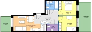 3 pokoje, apartament 56,50 m², parter, oferta nr H/33, Apartamenty Park Matecznego etap 2.2, Kraków, Podgórze, Mateczny, ul. Orawska